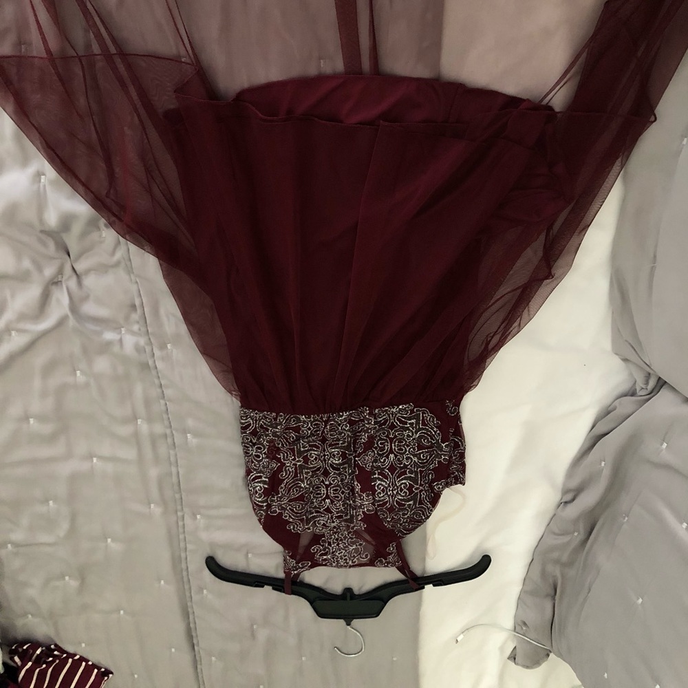 Maroon High Low Party Dress
